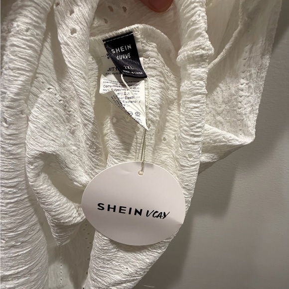 Shein Plus Eyelet Embroidery Lace Trim Top - Picture 7 of 7